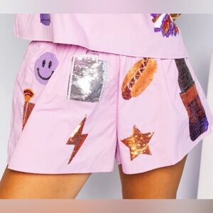 NEW Queen of Sparkles Purple & Orange Icon Shorts. Size S